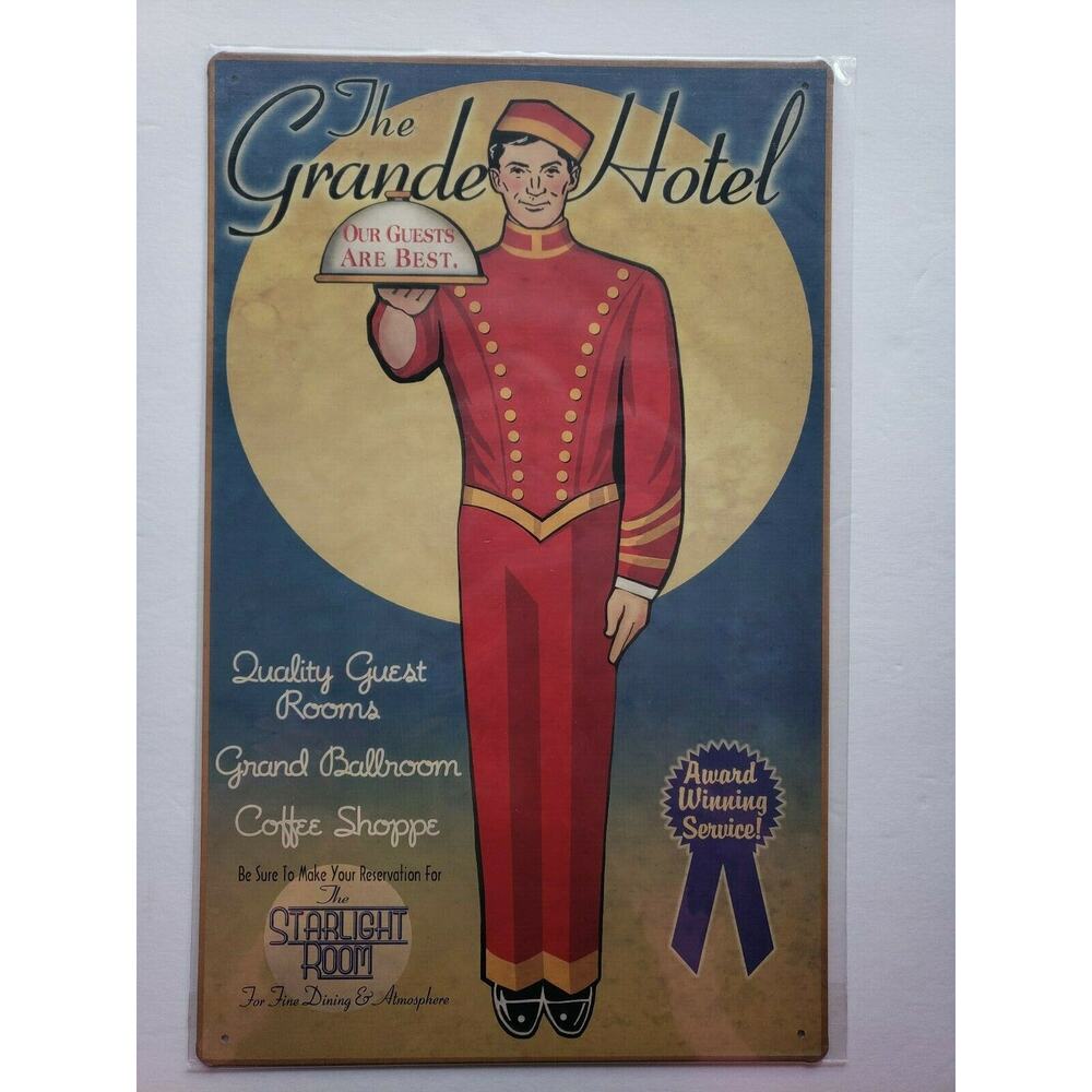 The Grande Hotel 16 x10‎ Ohio Wholesale Inc.Rustic Retro Metal Signs 27976
